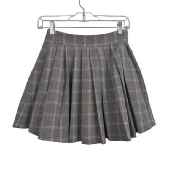 J.ING School Girl Plaid Checkered Pleated Skirt Gray Size XS - Picture 5 of 10
